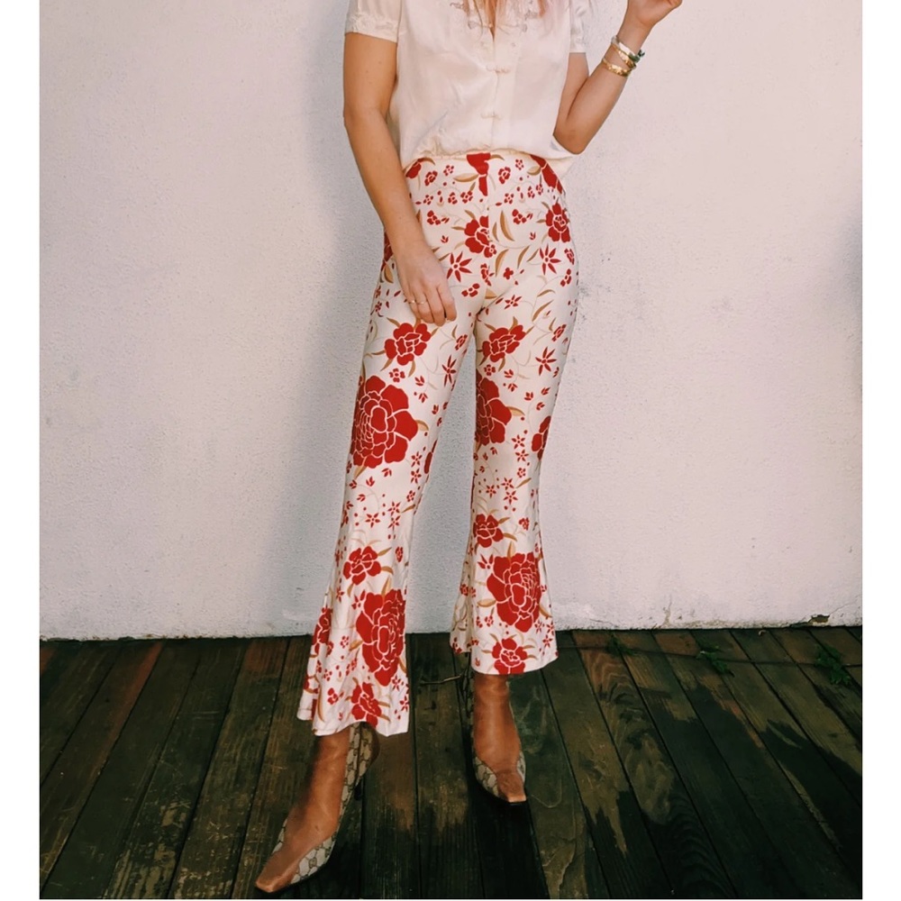 NOVELLA ROYALE Iris Bells Bell Bottoms - Red Flamenco - XS NWT